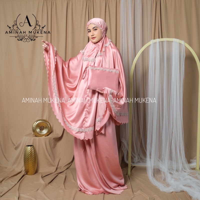 Mukena Dewasa Sutra Silk Renda Susun Lasercut