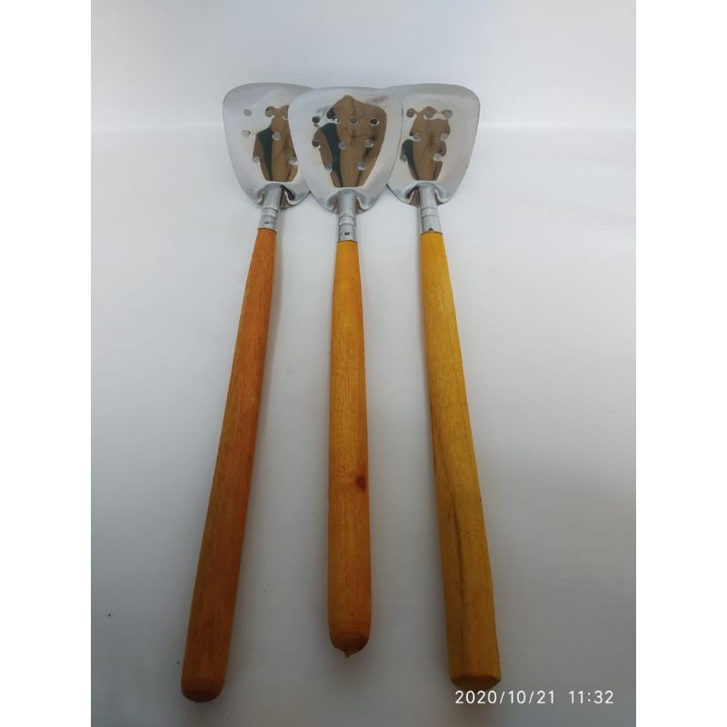 Spatula Susuk Serokan Sutil Gagang Kayu Anti Panas Promo Rumah Tasik