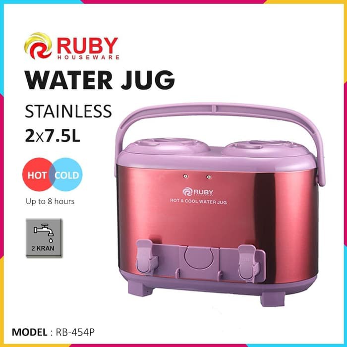 RUBY RB-454P Double Water Jug Color 2x7.5Lt Stainless - Purple