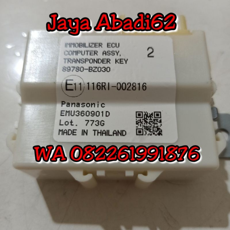 Ecu Komputer Computer Immobilizer Toyota Calya 89780-BZ030 Asli