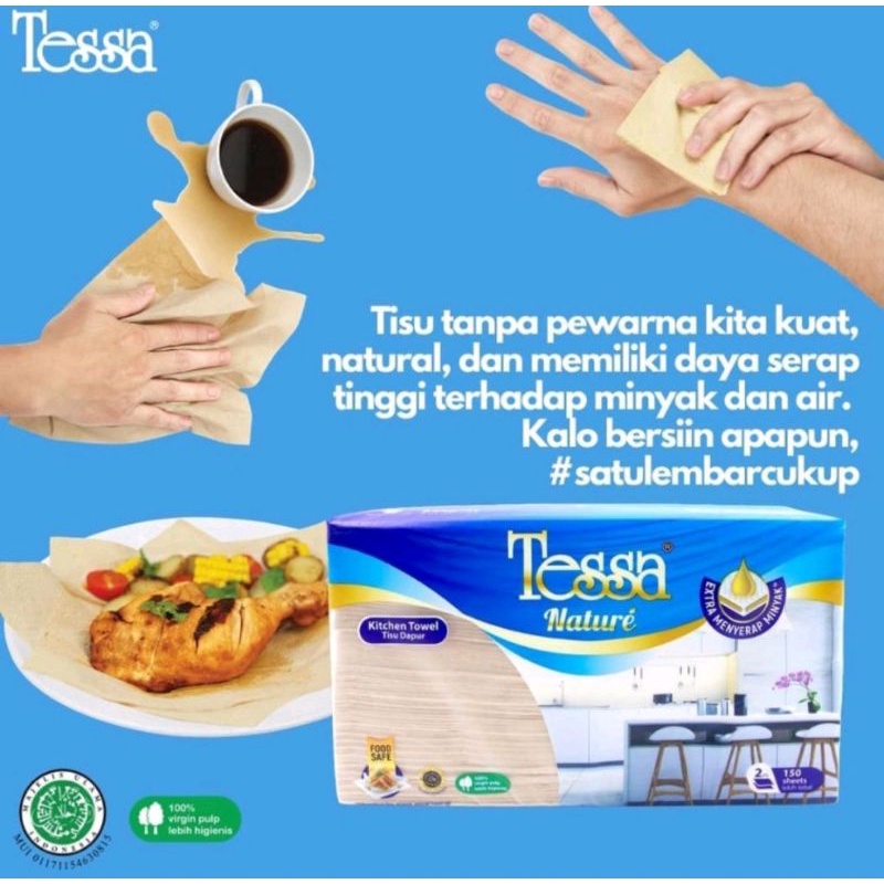 TISSUE TESSA KITCHEN TOWEL 150 SHEET NATURE UNBLEACHED TISU DAPUR