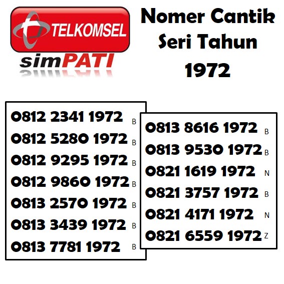 Nomor cantik Simpati Telkomsel 4G nomer kartu perdana rapih tahun 1972