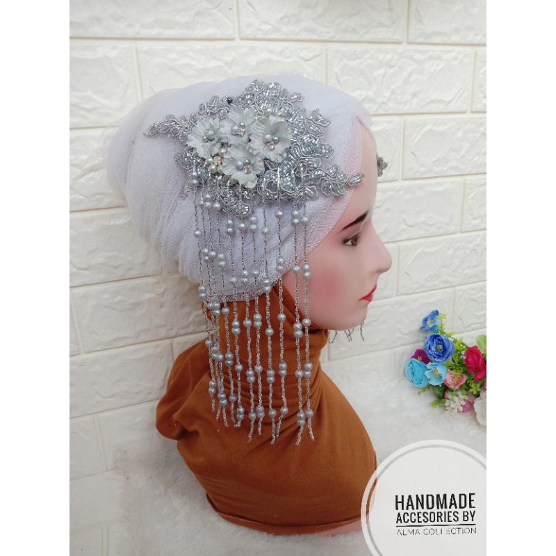 headpiece juntai rumbai full payet