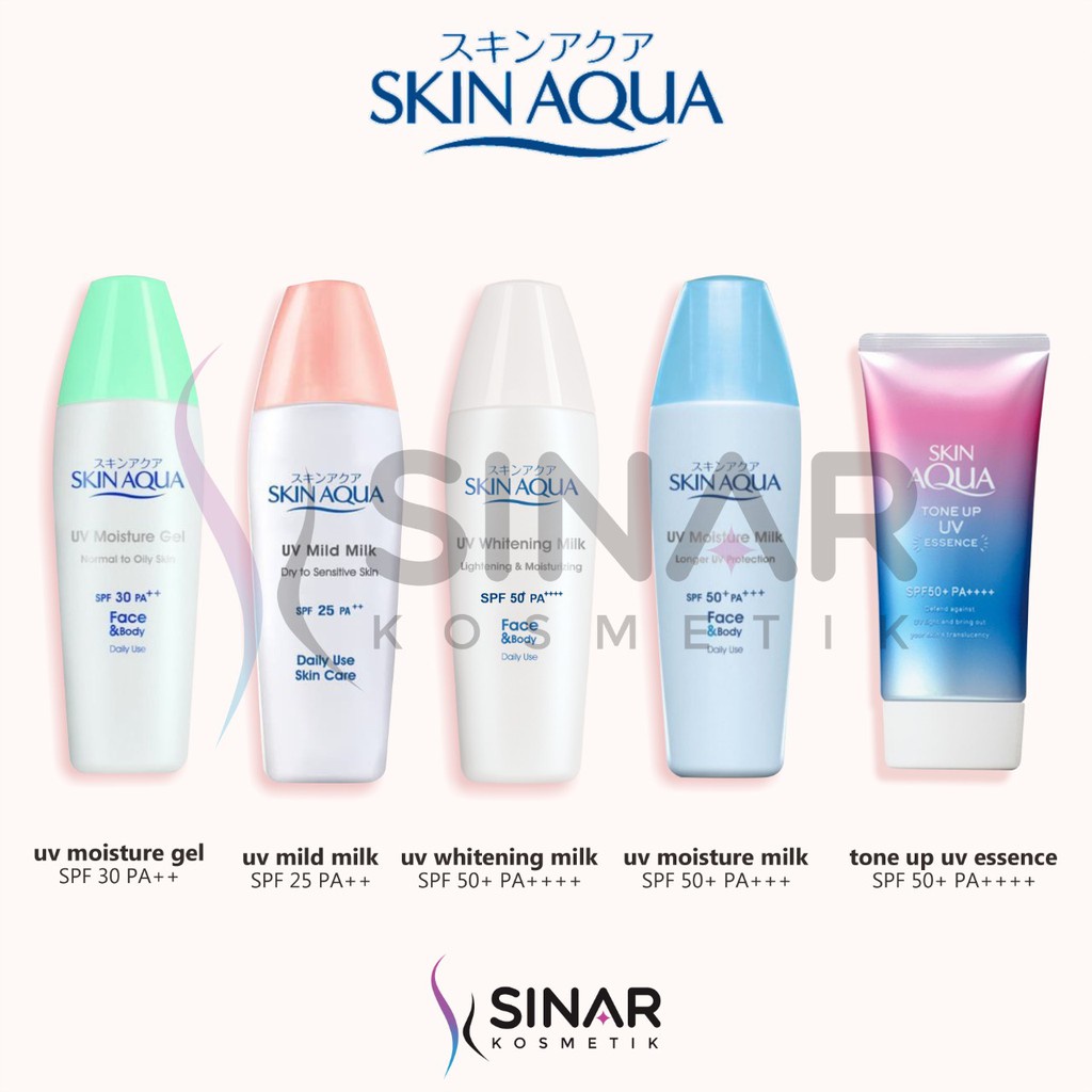 ✦SINAR✦ SKIN AQUA Sunscreen UV SPF 50/30/25 (Moist Milk/Gel/Mild/White)-Tone Up UV Essence Spf 50+PA++++