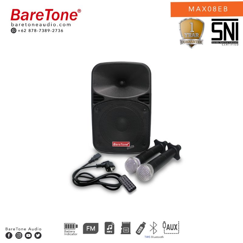 Speaker Portabel Meeting Wireless Baretone MAX8EB USB Bluetooth