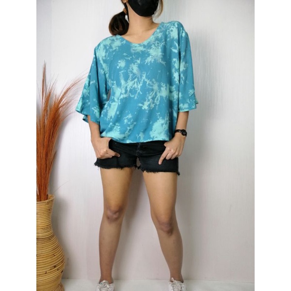 Top Atasan Wanita Lengan Lonceng Rayon Tie Dye Bali / Top Atasan Rayon Tie Dye Bali