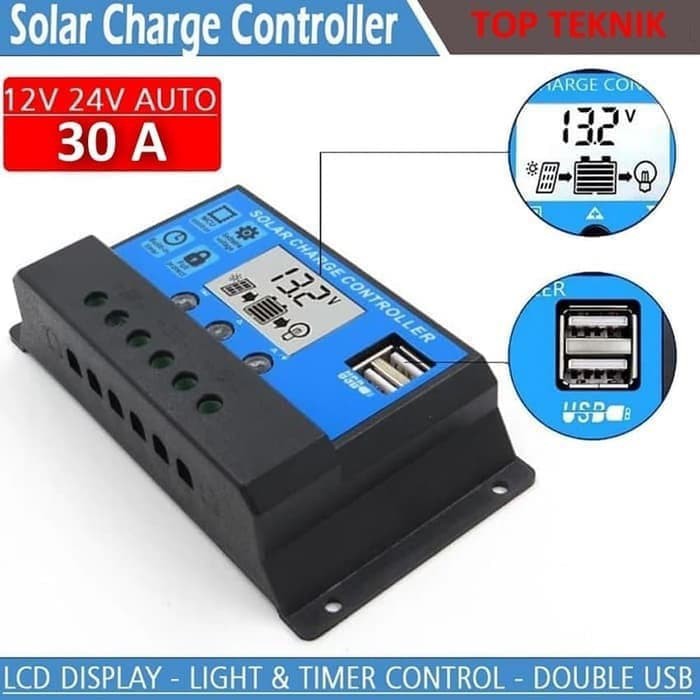 Solar Panel Charger Controller Panel Surya 30A 12V 24V Control