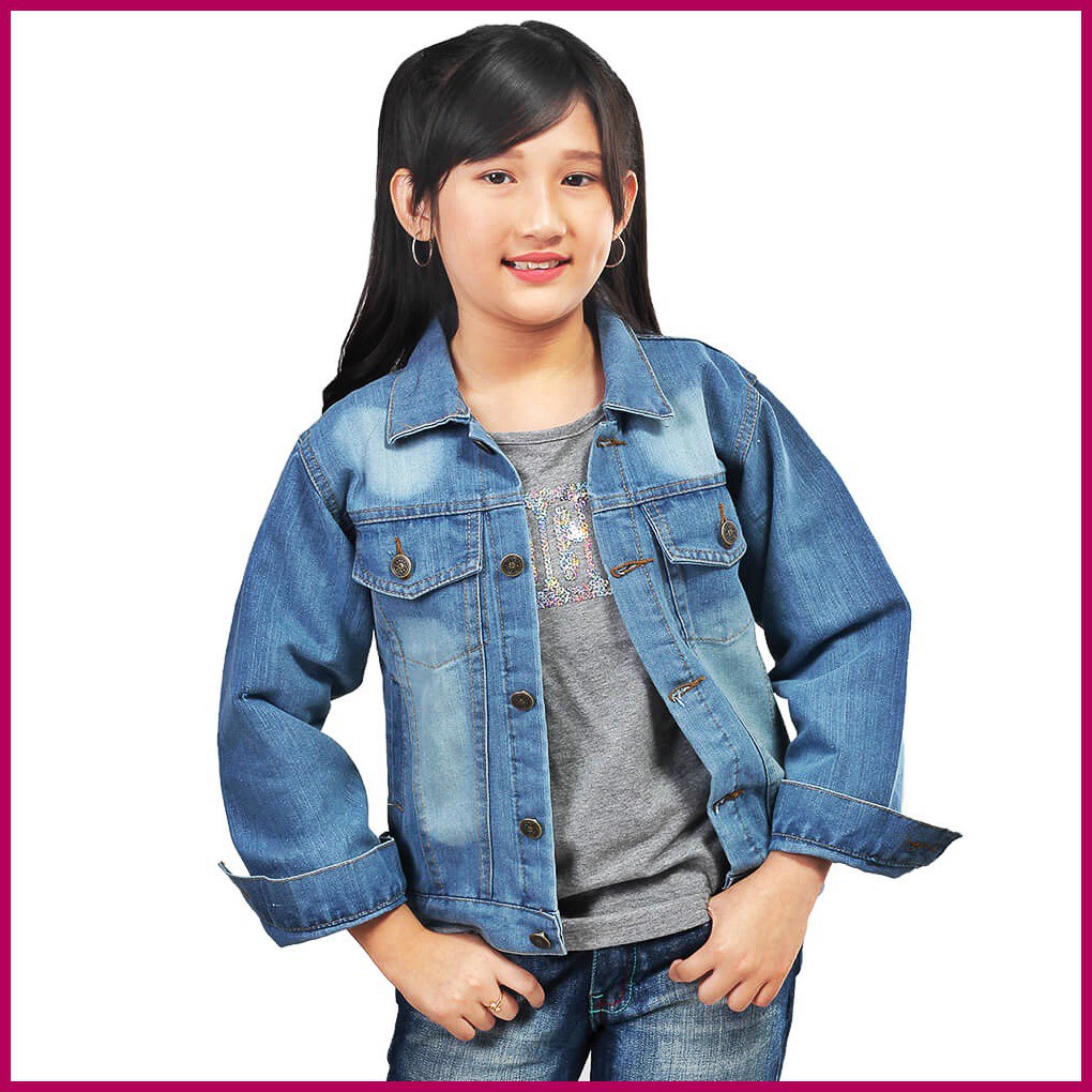 🔥TERMURAH🔥 Jaket Levis Jeans Anak Perempuan Casual Usia Umur 5 6 7 8 9 10 tahun Biru SHI911I