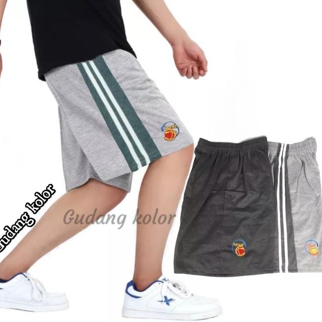 ☋ Celana Pendek Polos Santai Kaos 7/8 Jumbo - abu tua ℗