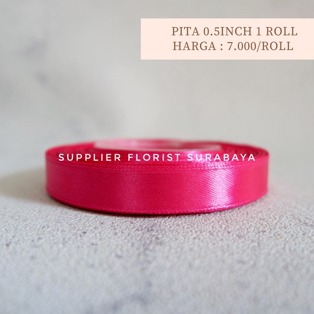 [HARGA PER ROLL] PITA SATIN 1/2 INCH 0,5 INCH 0.5 INCH 1,25CM 1.25CM 25YARD