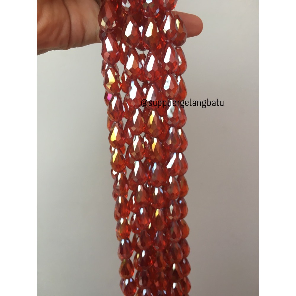 kristal Tetes ceko 15mm x 10mm RED MERAH bahan gelang kalung PREMIUM grosir craft aksesoris supplier