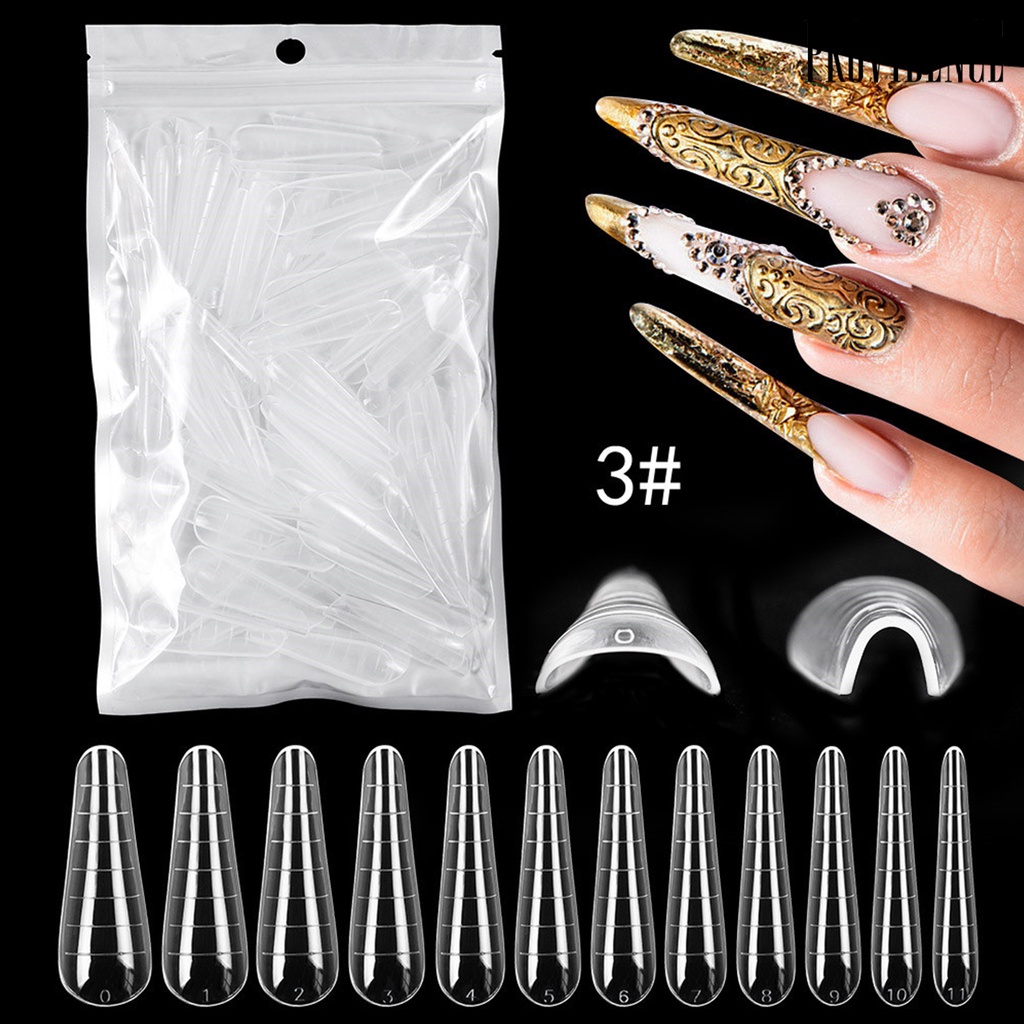 Providence 120Pcs/Set Graduated Artificial Nail Tips Extend Nails Transparent Extending Transparent Quick Building Nail Mold Tips for Manicure