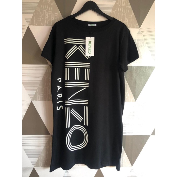 DRESS WANITA KENZO0 VERTICAL PRINTING BLACK PREMIUM DRESS WANITA MURAH