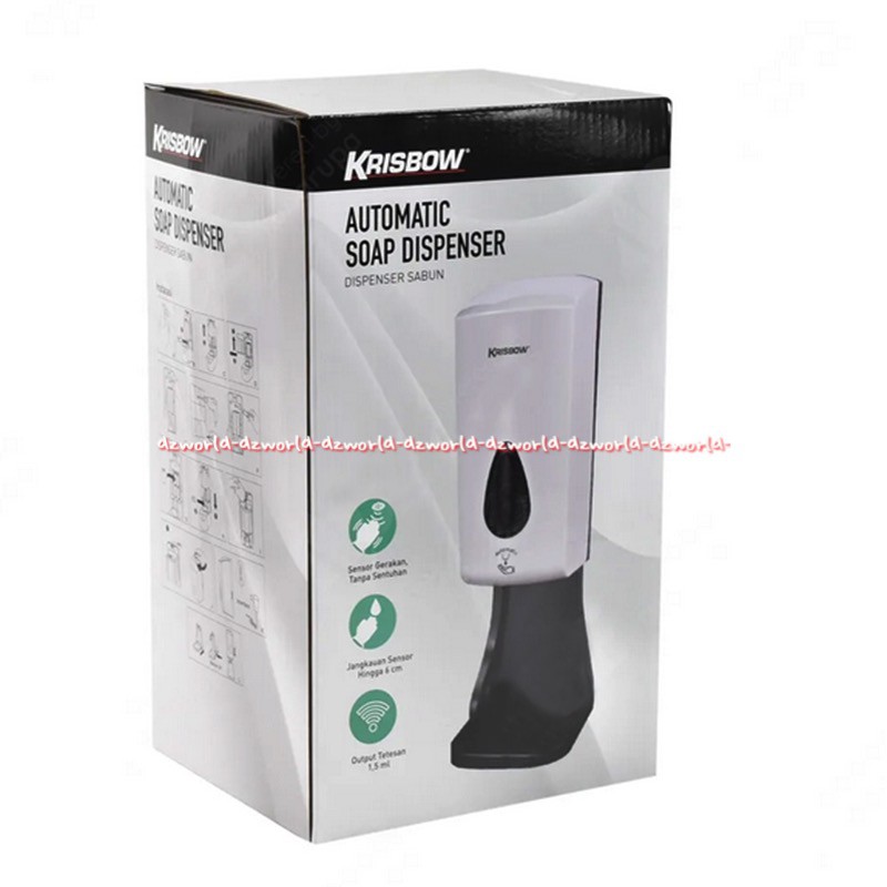 Krisbow Automatic Soap Dispenser Sabun Cair Putih Sanitizer 1L Dengan Tatakan Alas Sabun Tempat Sabun Cair Model Sensor Otomatis 1 ltr 1 Litter Kris Soaps