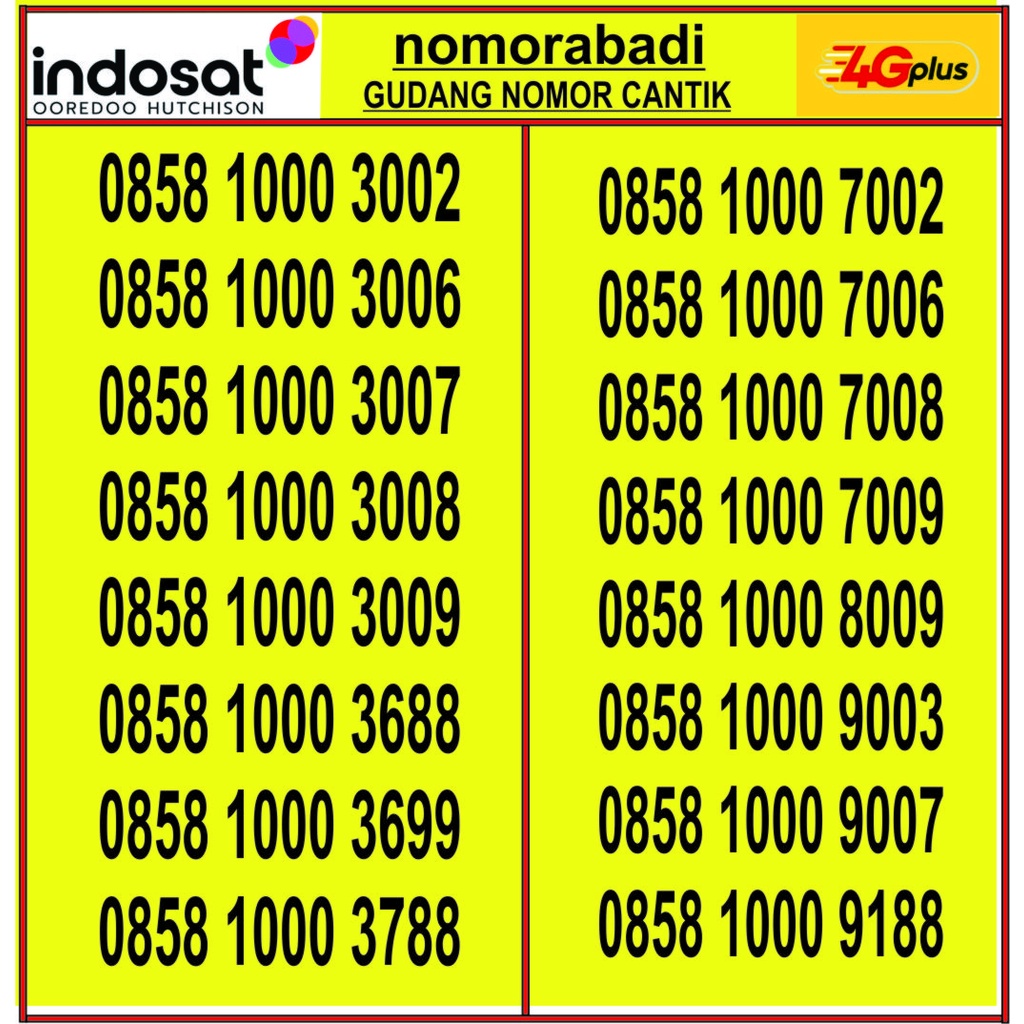 NOMOR CANTIK INDOSAT 4G 0858 1000 H400