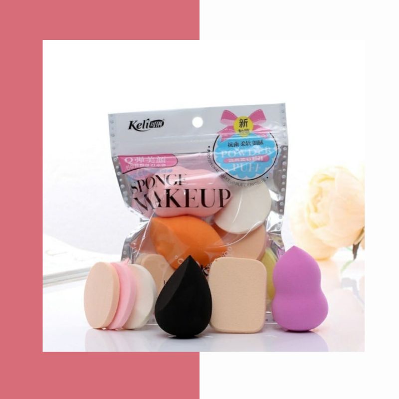 SPONS MAKE UP SET 6IN1 / BEAUTY BLENDER / SPONGE BEDAK ISI 6 PCS / POWDER PUFF