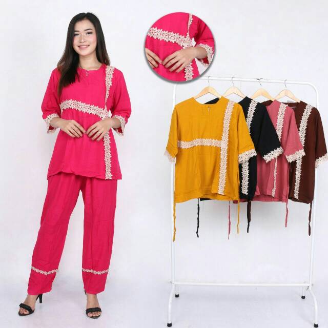 Setelan daster murah renda arabian