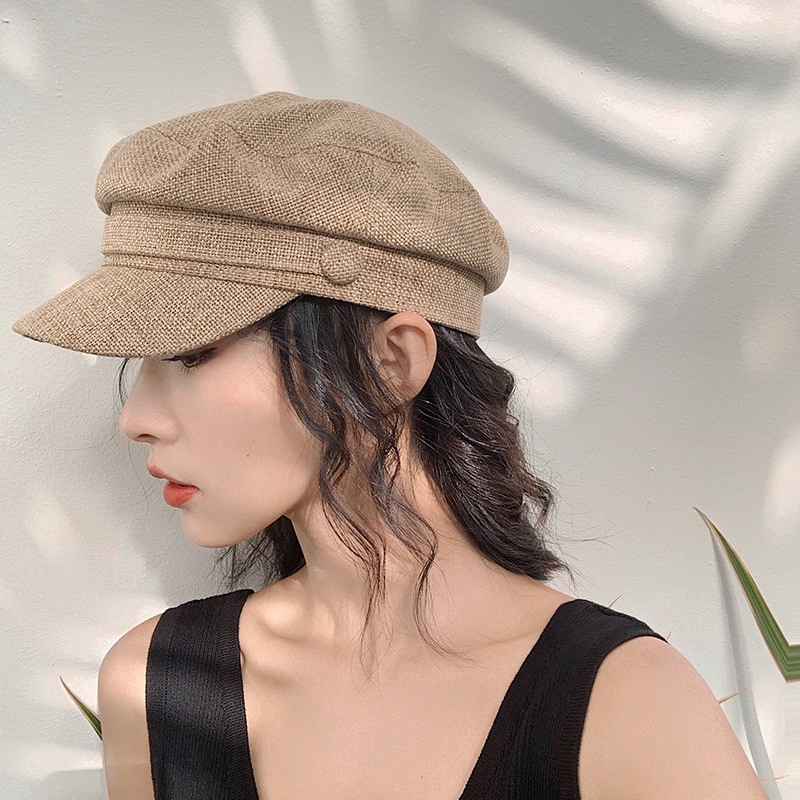 Topi Beret Wanita Bahan Katun Motif Oktagonal Gaya Retro Topi Beret Wanita Bahan Katun Motif Oktagonal Gaya Retro