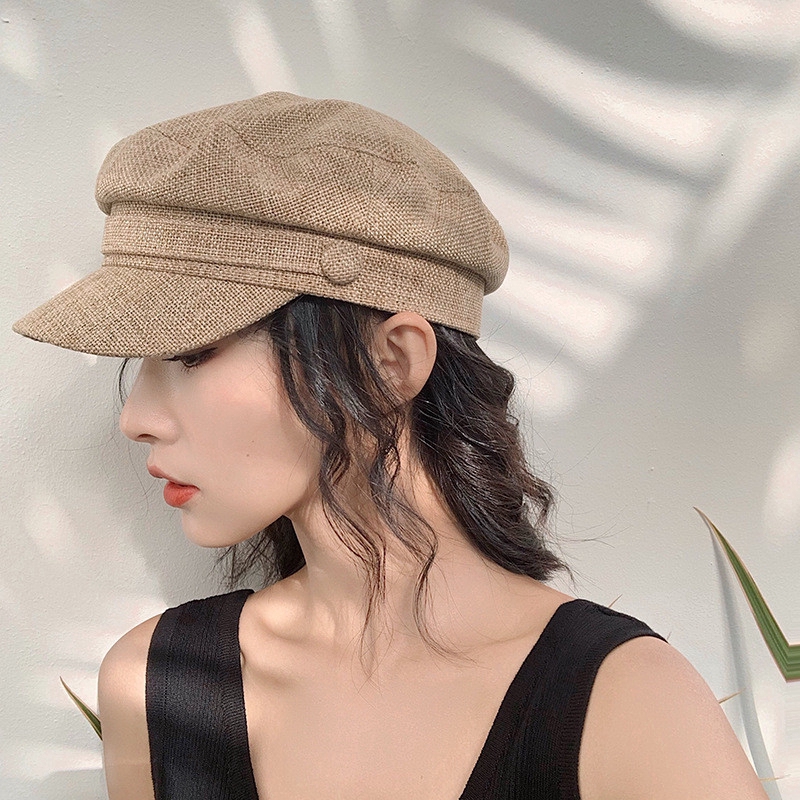  Topi  Beret Wanita  Bahan Katun Motif Oktagonal Gaya Retro 