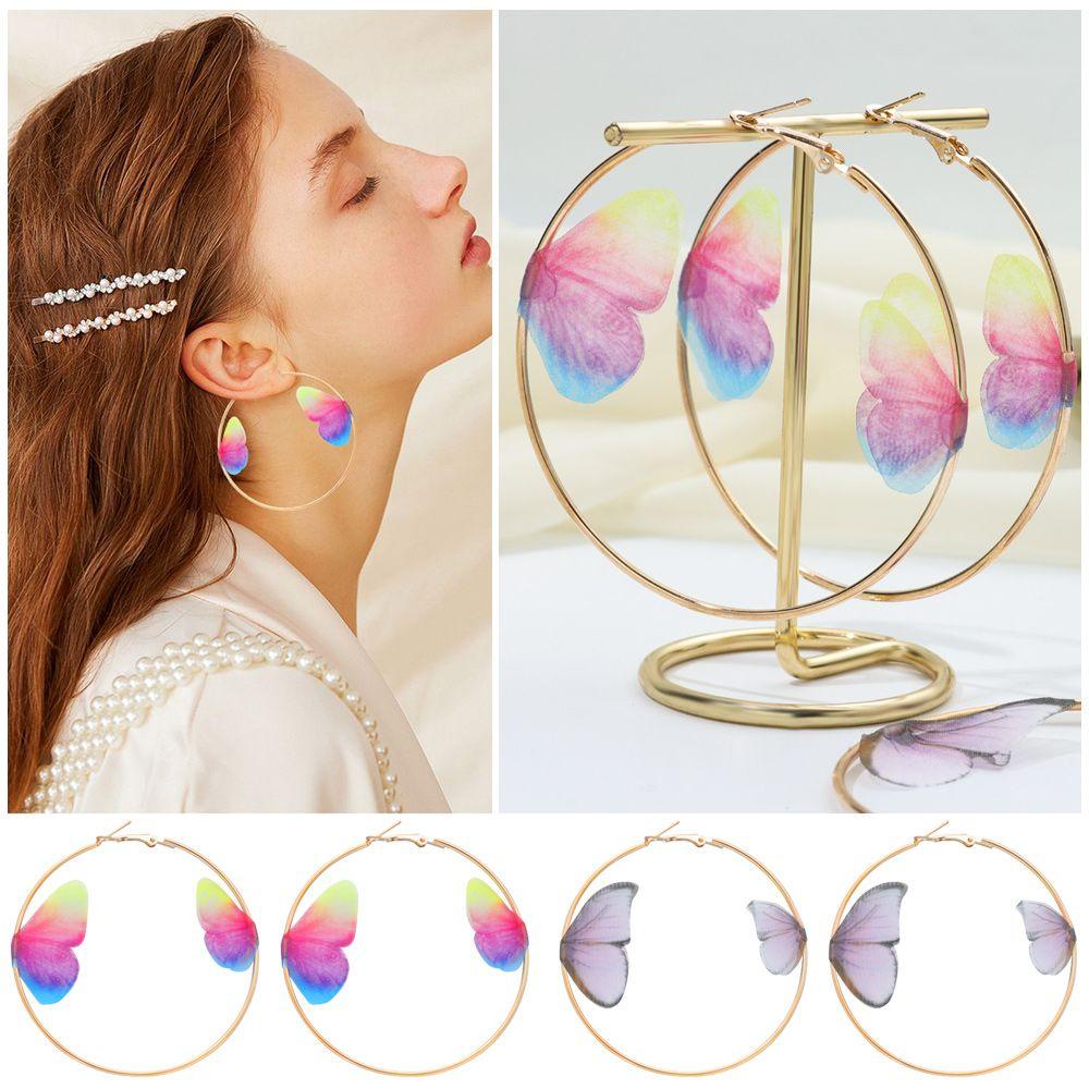 Preva Anting Kupu-Kupu Ganda Anting Hadiah Wanita Gadis Perhiasan Ear Hoop
