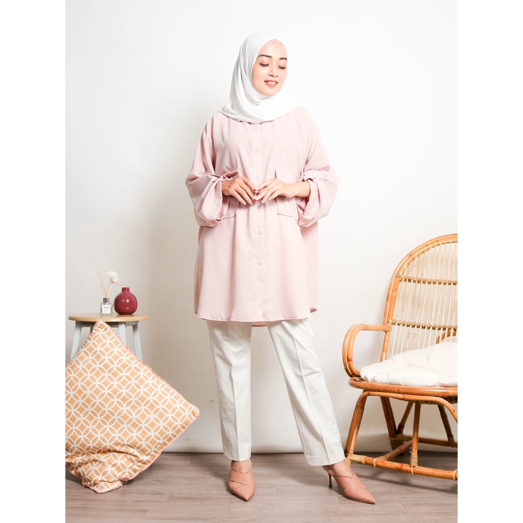 KEMEJA WANITA OVERSIZE POLOS K-2-5