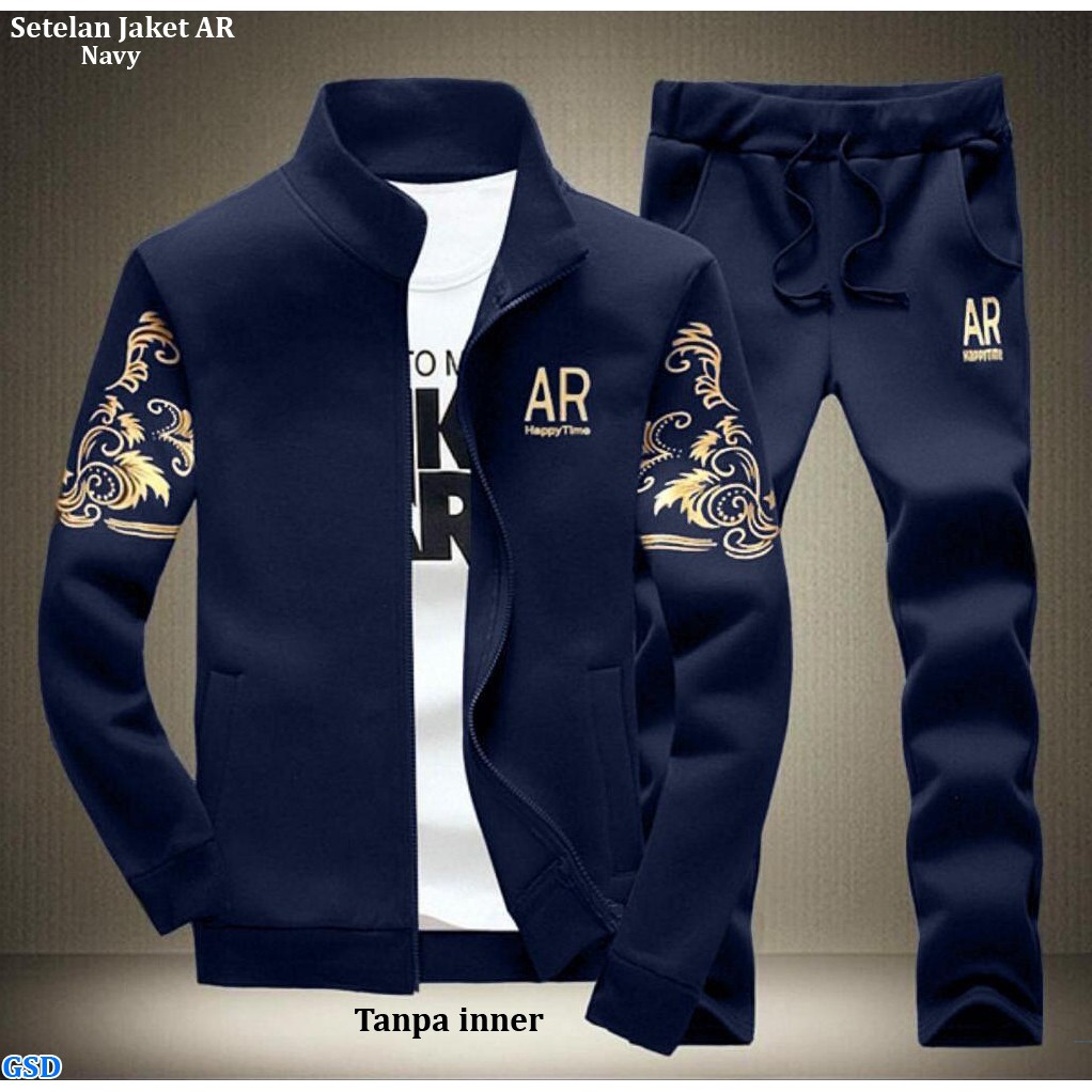 Set jaket AR/Setelan Jaket Kasual/ Setelan Keren /Baju Dan Celana Panjang Motif Sablon