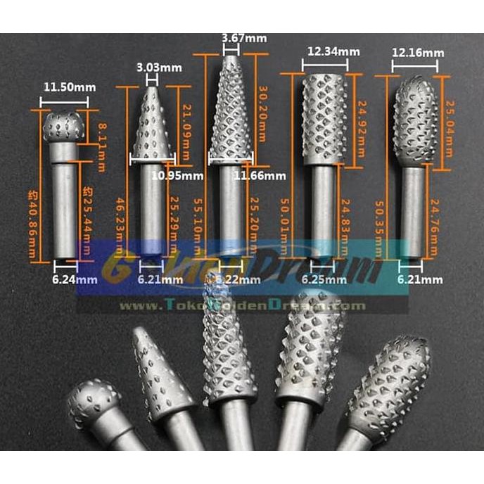 New Mata Cuner Kikir Kayu Grafir Tuner Tunner As 6Mm Gerinda Mini Bor Kualitas Baik