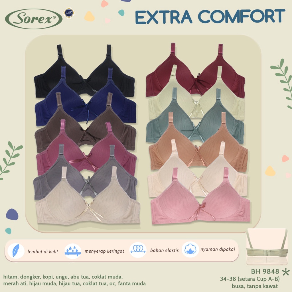 BRA BH Basic Tanpa kawat 9848 SOREX (CUP kecil)