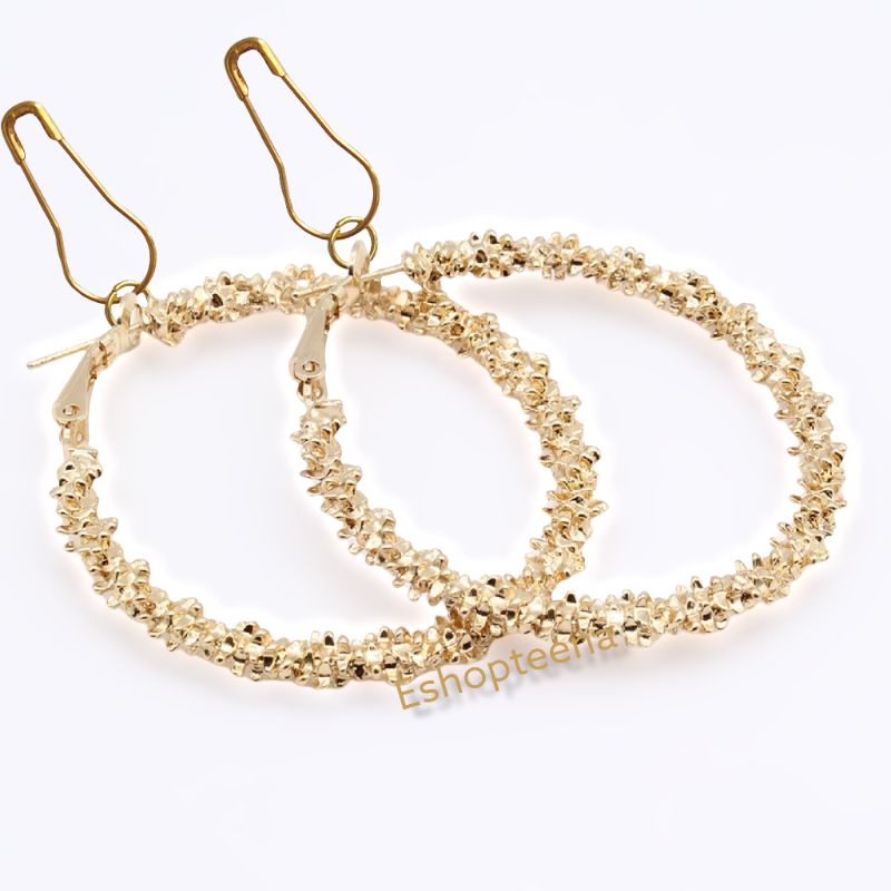 A126 Anting hijab bulat silver dan gold