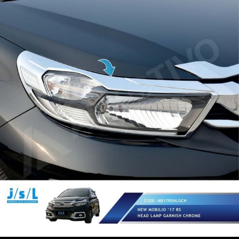 Garnish lampu depan Mobilio 2017 tipe S dan E dan RS Hitam + Chrome jsl