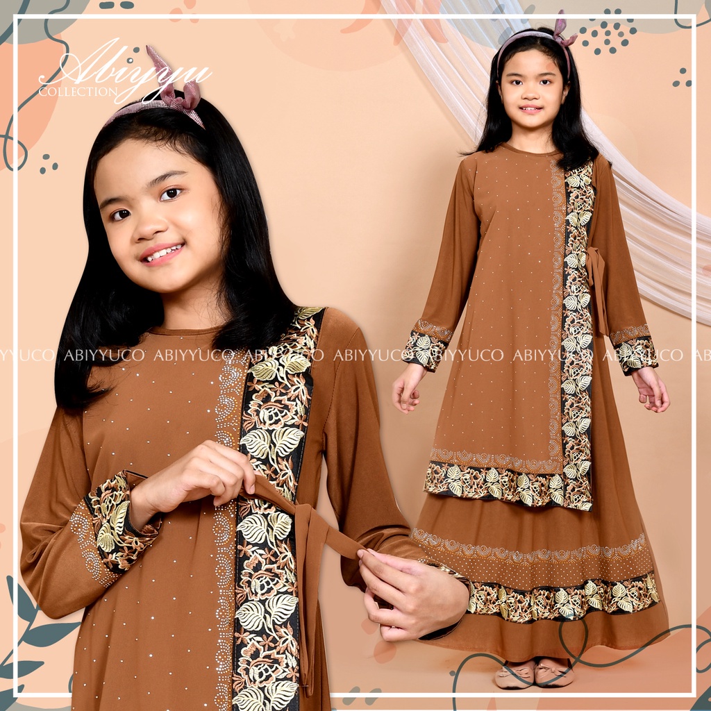 Abiyyuco GL1061A | Abaya Turkey Anak Hitam dan Warna | Abaya Turki Anak, Bahan Jersey mix Ceruty, Ready 7 Warna dan 5 Ukuran Baju, Bisa Untuk Anak Usia 4 sampai 13 tahun