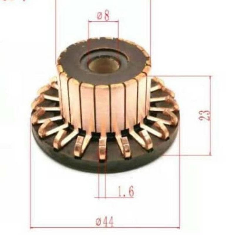 Komutator Commutator Kolektor 20 Lamel As 8 (ID 8 mm) untuk Extrafan Denso