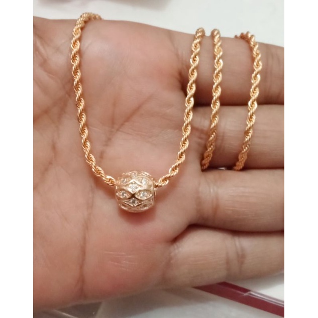 NCi40. Kalung xuping wanita lapis emas dgn mata zircon model tambang ukuran 45 cm