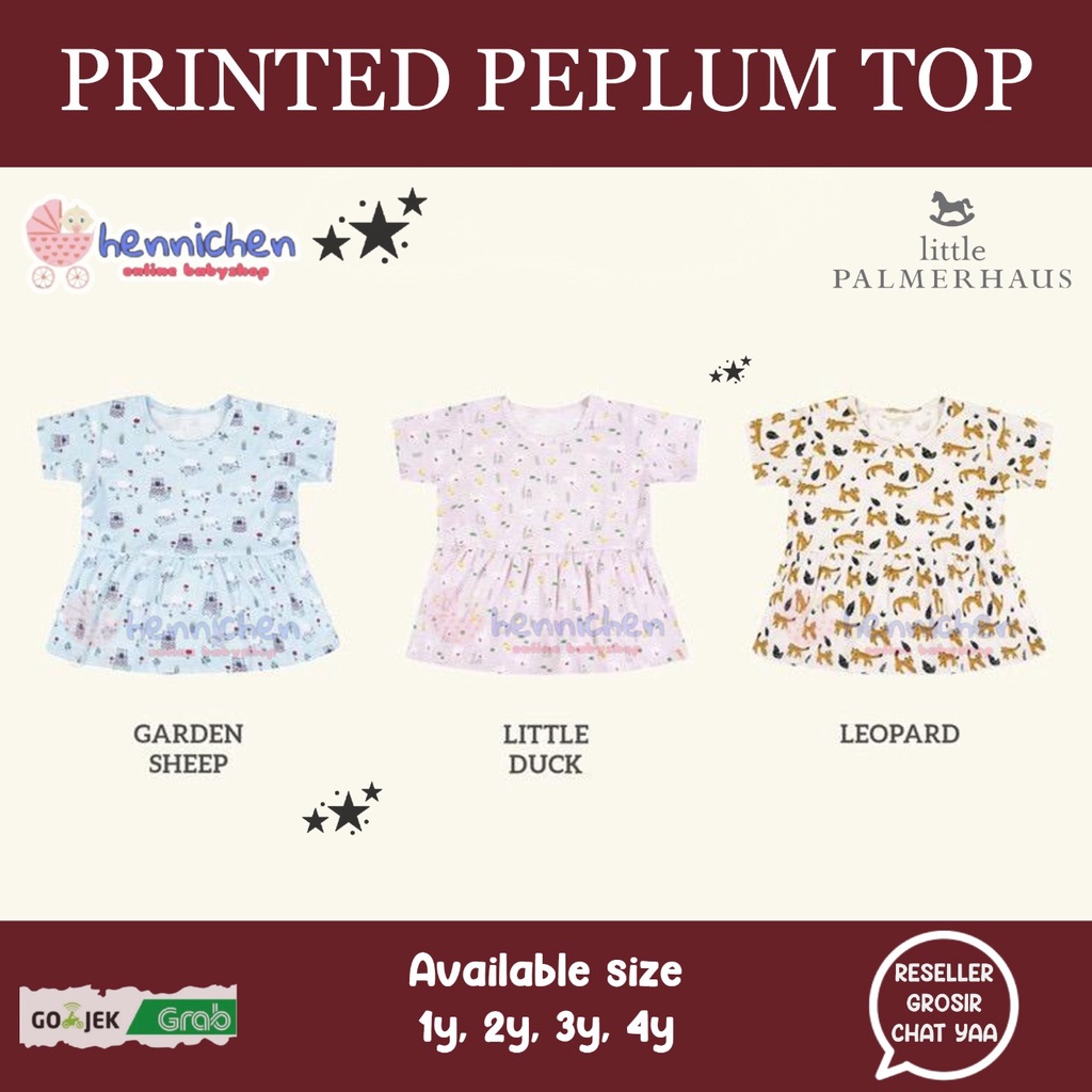 PROMO 7.7 PROMO BAJU LEBARAN LITTLE PALMERHAUS PRINTED PEPLUM TOP BAJU ATASAN ANAK BAJU ANAK PEREMPUAN 1-4 TAHUN