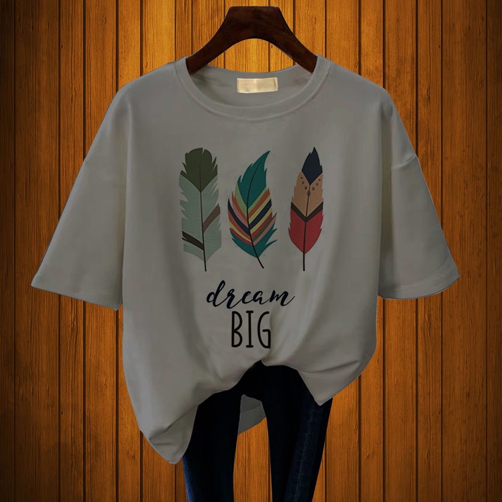 CALVIERO SHOP - BAJU KAOS WANITA DEWASA PRINT DREAM BIG CASUAL