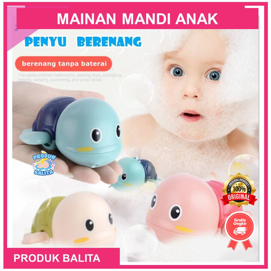 Mainann Mandi Bayi Dan Anak Kura- Kura Berenang Toy Turtle Mainan Air Bak Mandi Lucu Terlaris