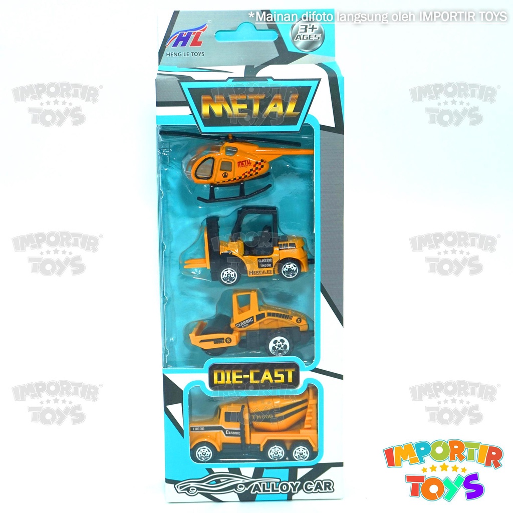 Mainan Set 4 Pcs Diecast Car Besi Mobil Alloy Engineer Mainan Anak