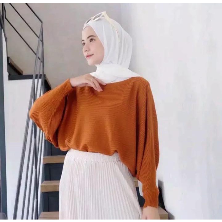 Lasperal Batwing Blouse Sweater Rajut fit to XL