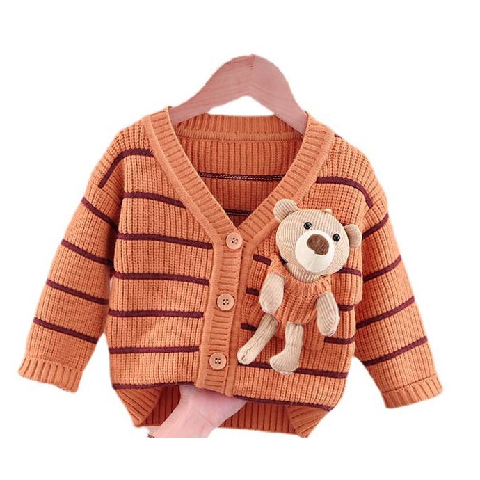 TokoMilkan Cardigan Anak Laki Laki Teddy Strip Bahan Rajut Halus | Atasan Anak Umur 1 - 6 Tahun