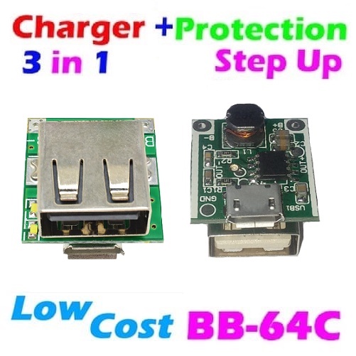 Kit 3-in-1 Modul Powerbank Multi Charger + Step Up + Protection Module Power Bank 5v 1A Cas BB-64