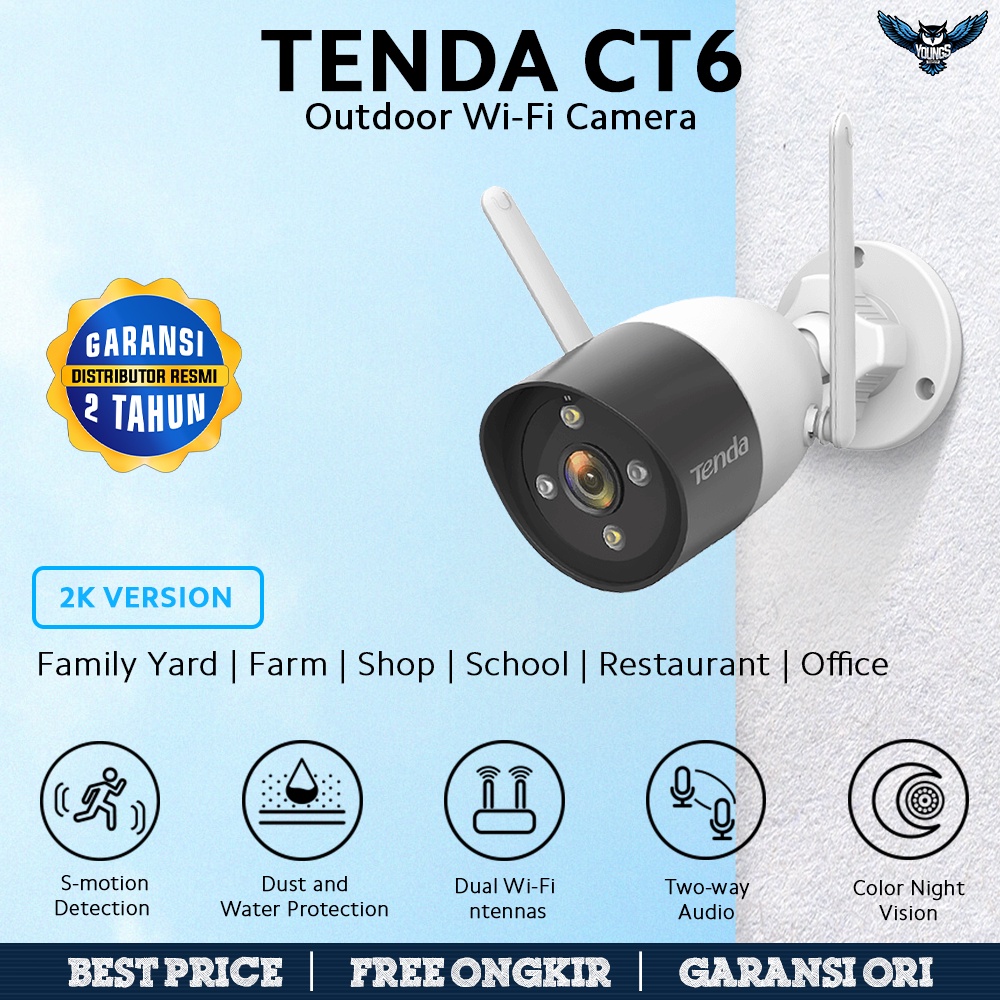 Tenda CT6 Outdoor Wi-Fi Camera 2K | CCTV Wireless Dual Antenna WiFi