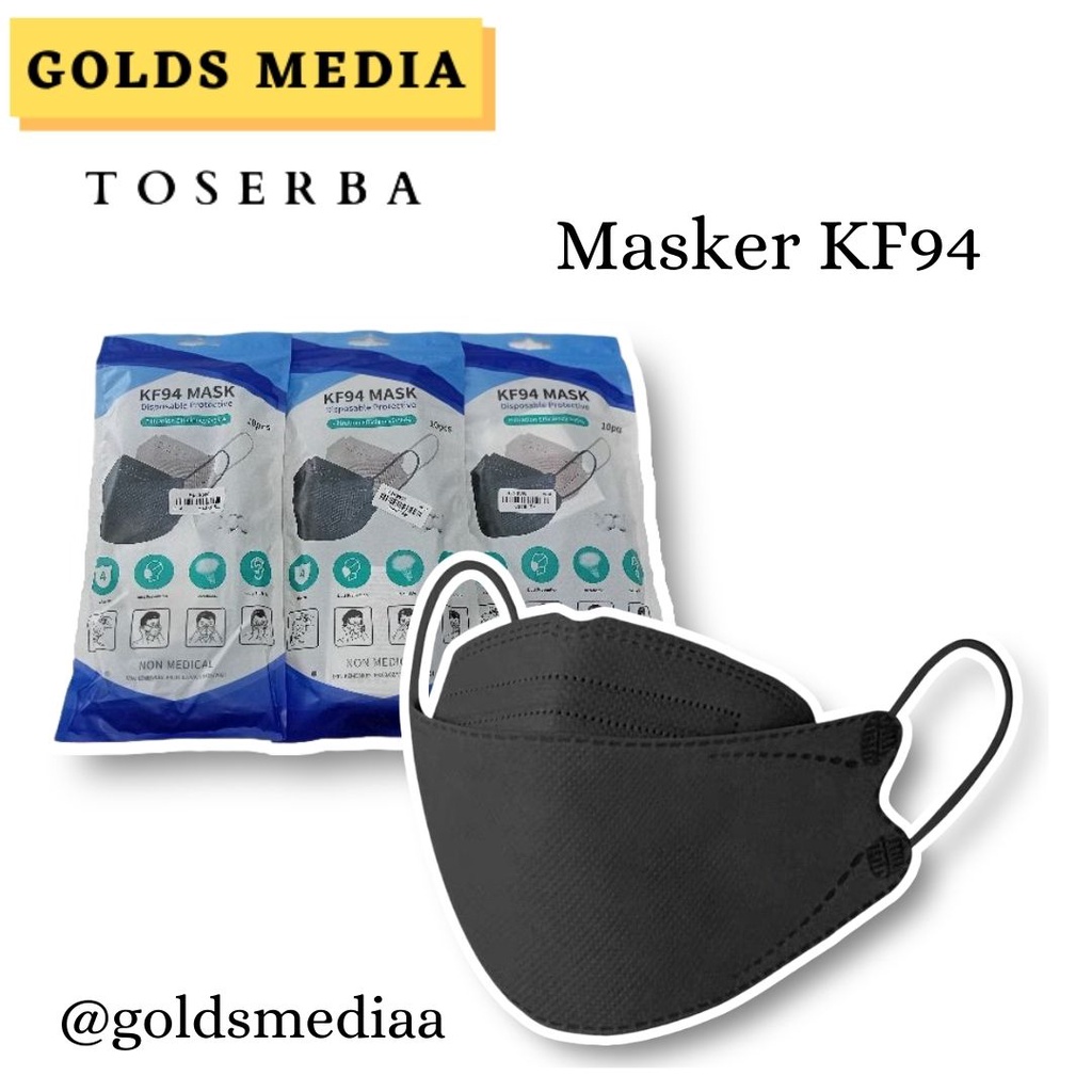 Masker KF94 Hitam Isi 10pcs Mask Masker Hitam KF94 Masker Pelindung Wajah KF94 Warna Hitam Masker No