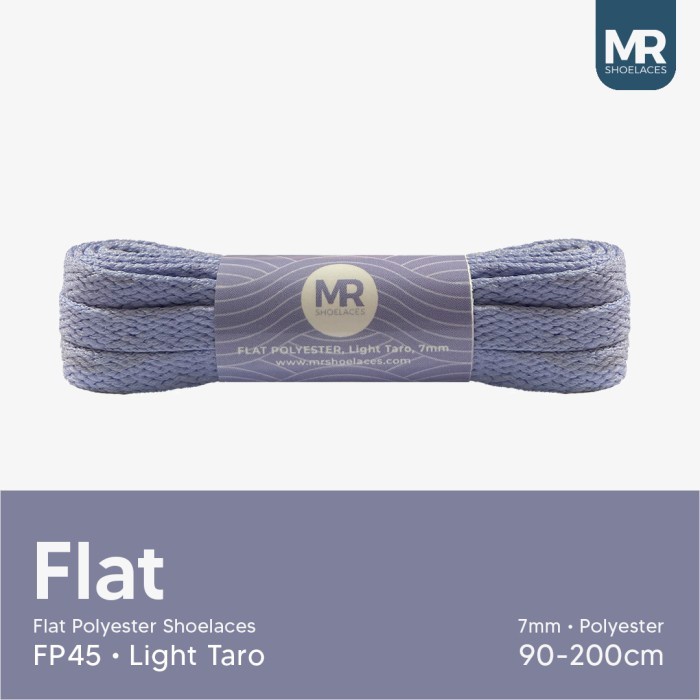 MR Shoelaces FP45 Light Taro Tali Sepatu Pipih Flat 7mm 90cm-200cm