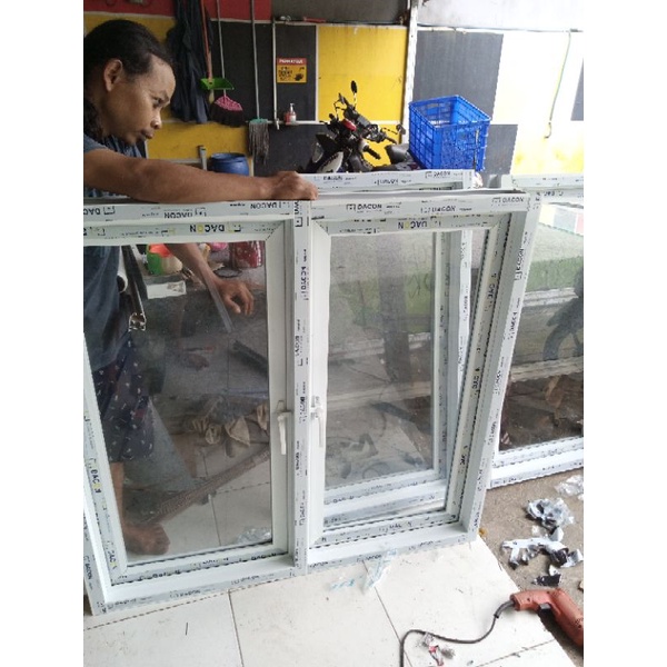 Kusen jendela aluminium 100x80 2 daun lengkap tinggal pasang-1