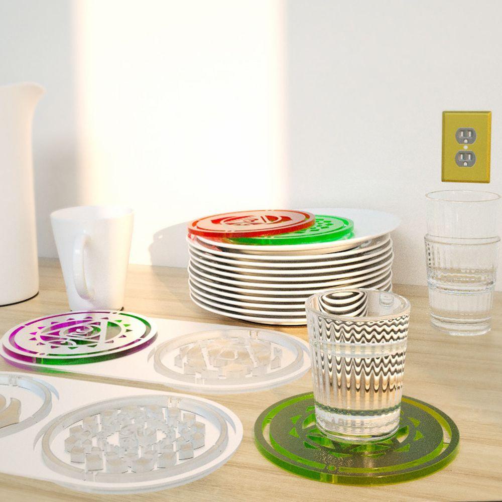 Solighter Cetakan Pengecoran Resin Epoxy Clay Tool Tray Coaster Silicone Cup Mat Liontin Membuat Cetakan