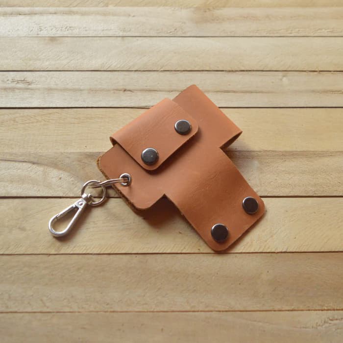 gantungan kunci kulit tan - key wallet - key organizer - key holder