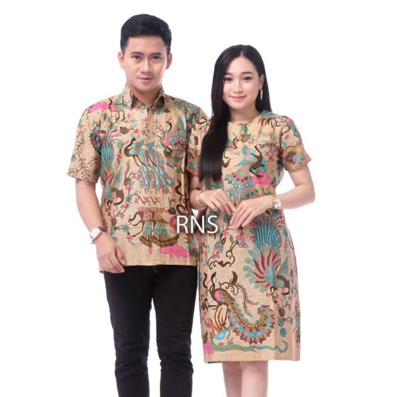 Batik Couple Keluarga Sania Ruffle Ori Ndoro Jowi Dnt Sogan Motif Merak Tosca