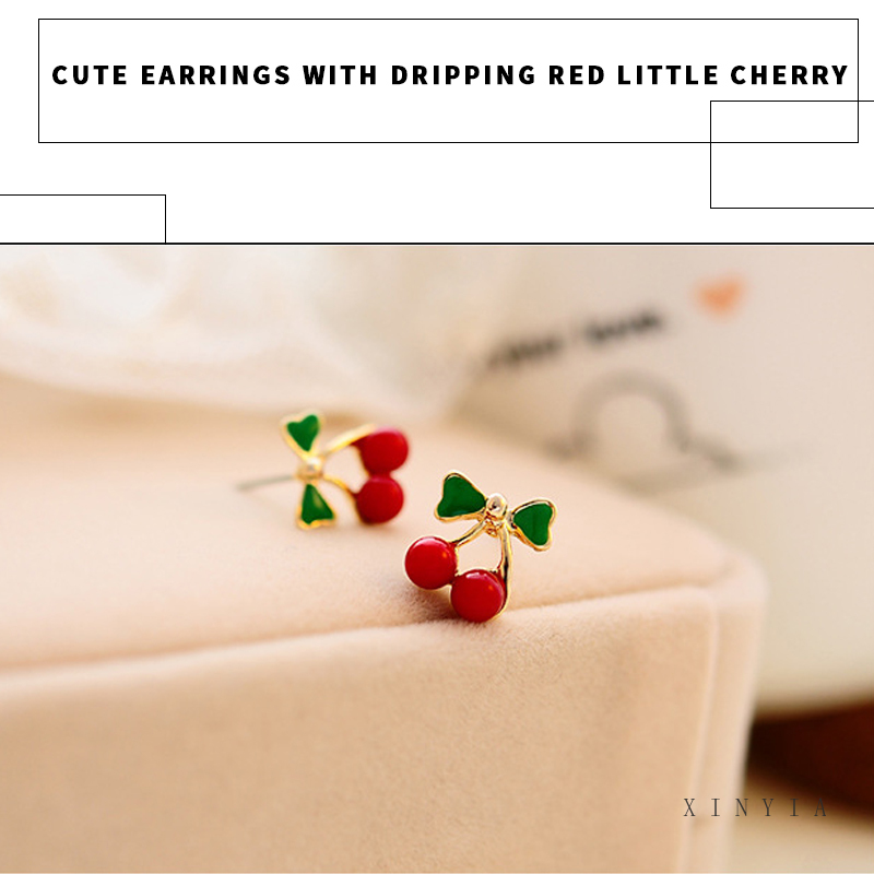 Cherry Merah Lucu Anting Merasa Manis Fashion Korea Perhiasan Wanita