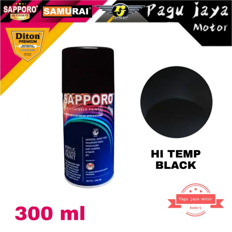 SAPPORO 300ML HITEMP HI TEMP TAHAN PANAS CAT KNALPOT PILOK PILOX PYLOX CAT SEMPROT SPRAY PAINT BUKAN RJ LONDON DITON SAMURAI PAINT