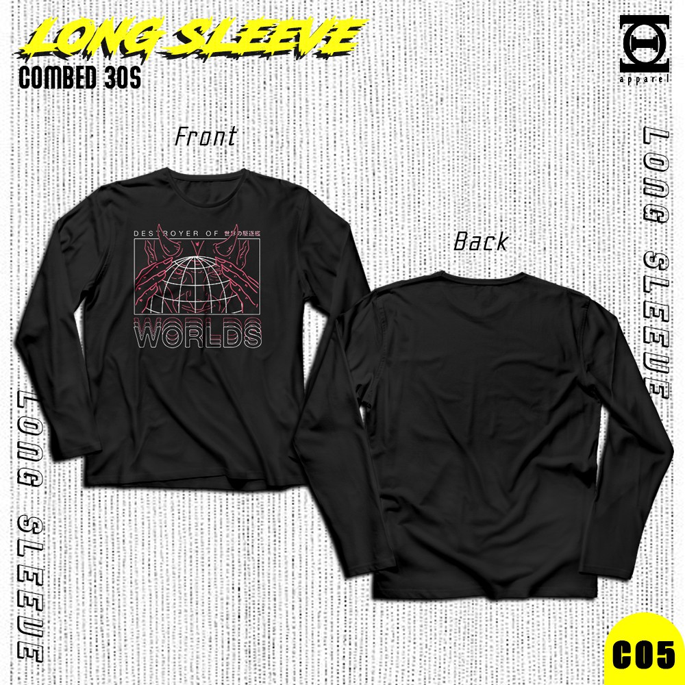 KAOS HITAM LENGAN PANJANG DESTROYER OF WORLDS || KAOS HITAM LENGAN PANJANG PRIA || KAOS PRIA